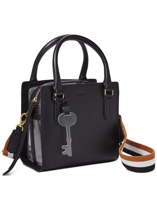 Fossil Handbags - Fossil Hope Bag Leather Top-Handle Crossbody with Striped Strap Black Small